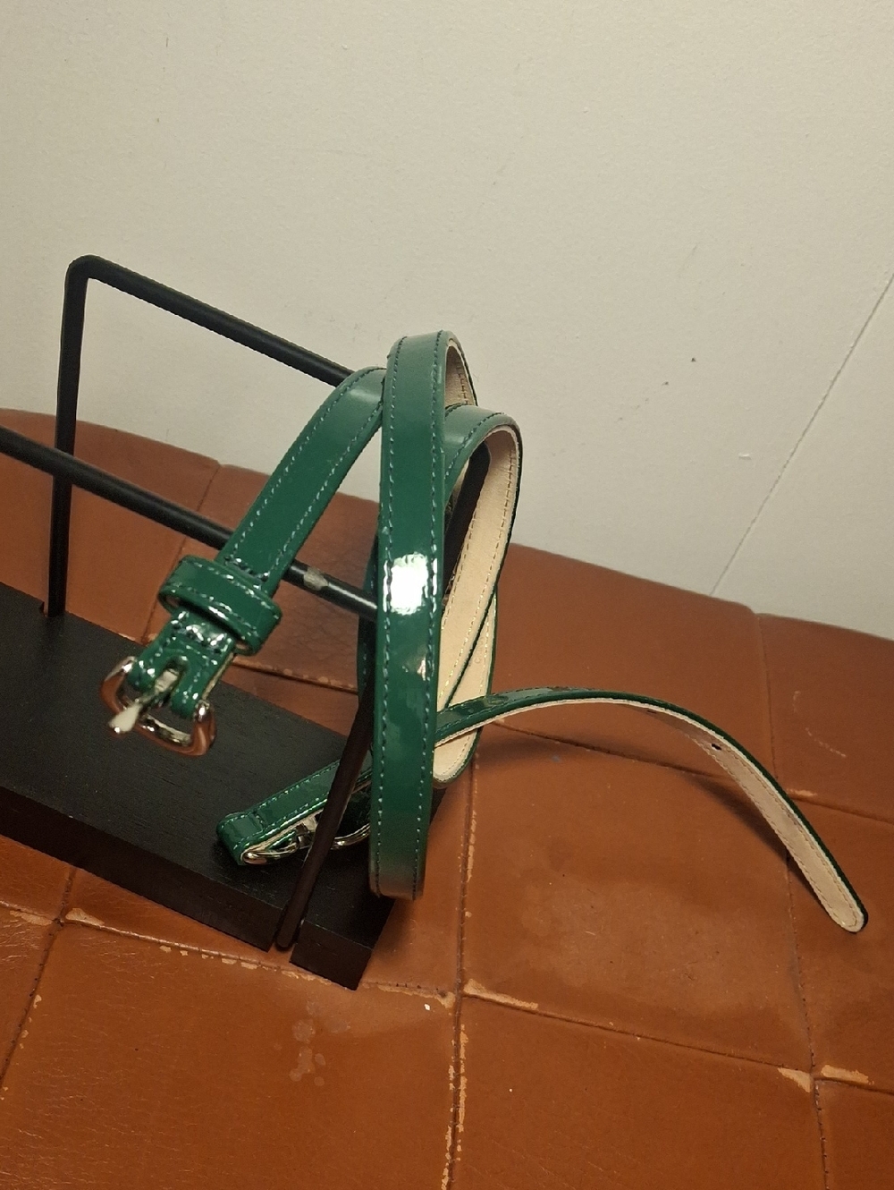 Talbots Slim Patent Leather Belt in Emerald Green